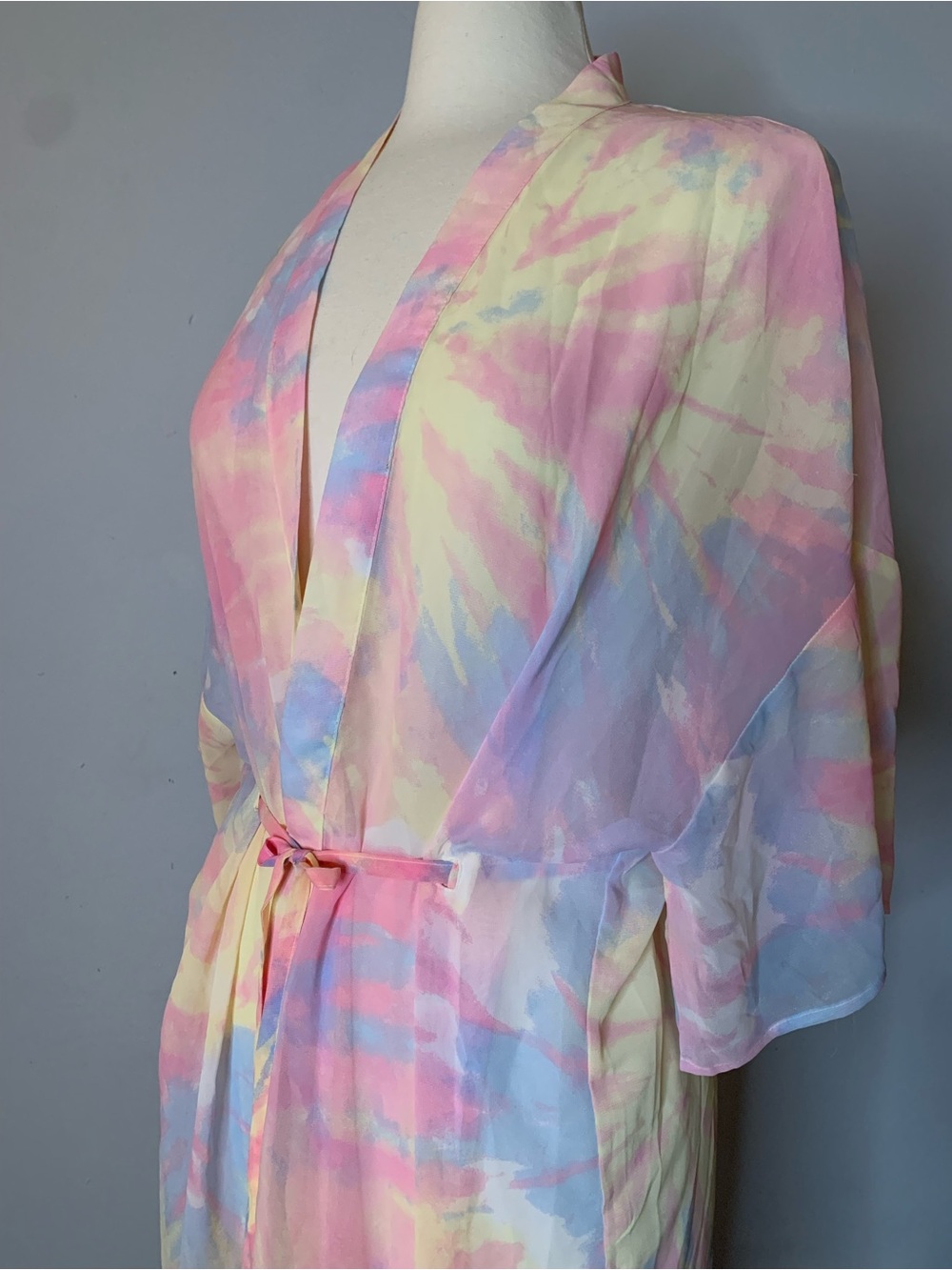 Pastel Tie-Dye Sheer Robe